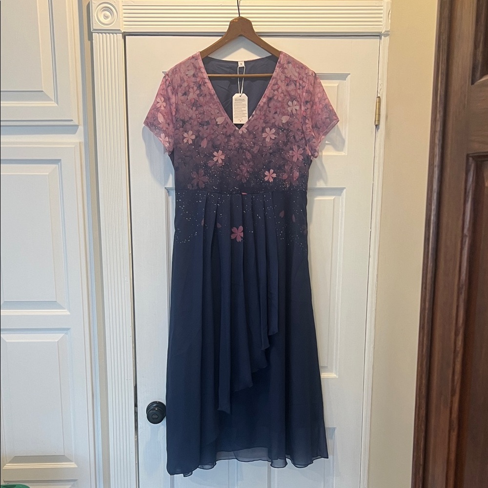 Navy & Pink Floral Dress